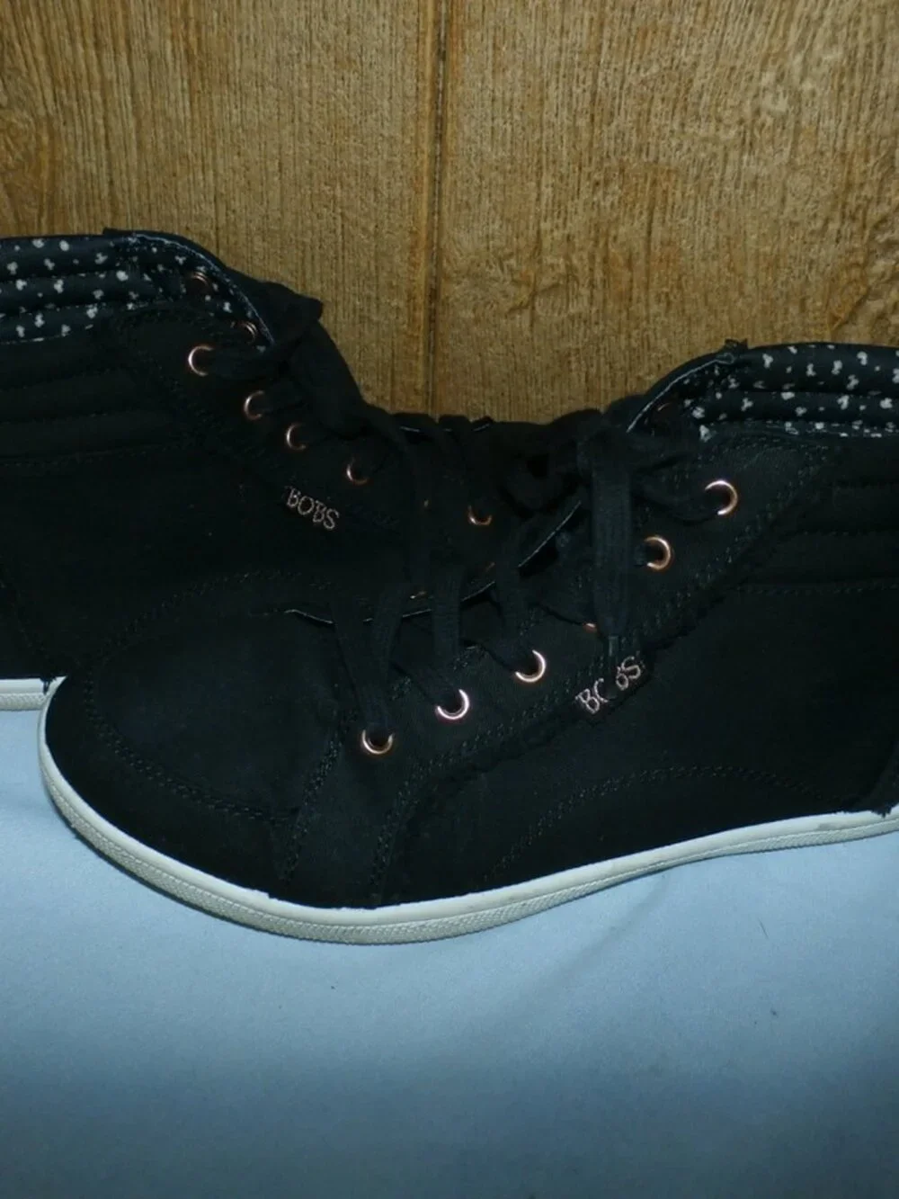 BOBS by Skechers Women’s Black High Top Lace Up Sneakers Comfort Shoes Size 8